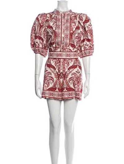 Pre-owned Farm Rio Floral Print Romper In Neutrals