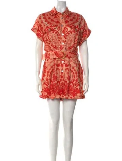 Pre-owned Farm Rio Floral Print Romper In Orange
