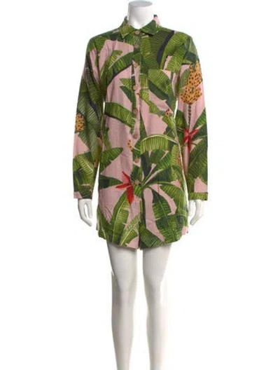 Pre-owned Farm Rio Floral Print Romper In Pink