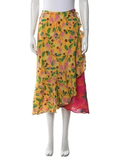 Pre-owned Farm Rio Floral Print Ruffle Embellishment Cover-up In Pink