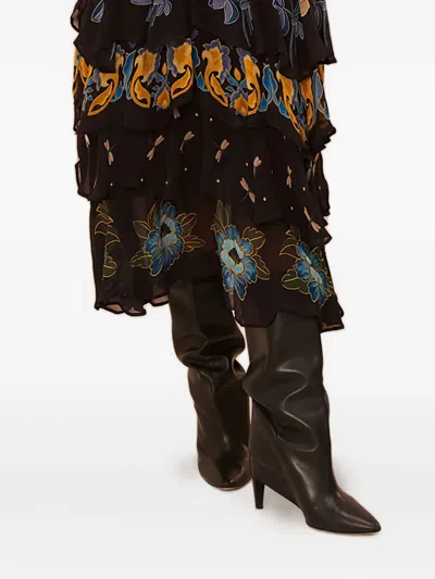 Farm Rio Floral-print Ruffled Dress In Brown