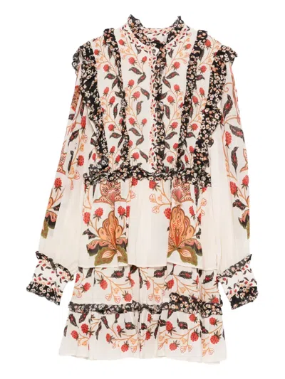 Farm Rio Berry Garden Cream Mini Dress Berry Garden Cream In Multi