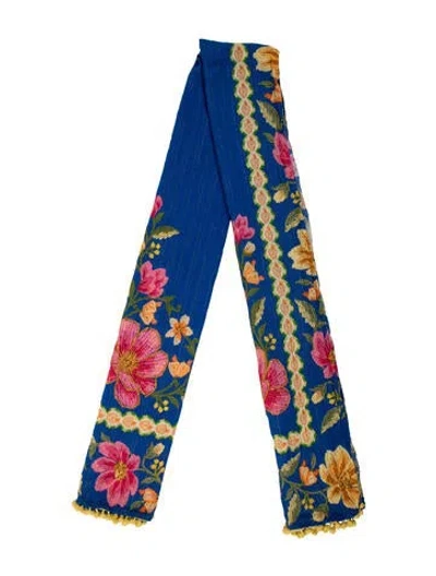 Pre-owned Farm Rio Floral Print Scarf In Black