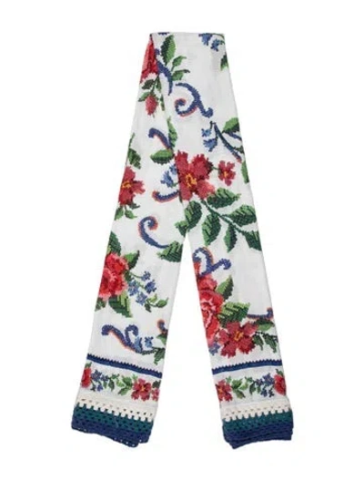 Pre-owned Farm Rio Floral Print Scarf In Green