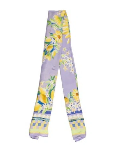 Pre-owned Farm Rio Floral Print Scarf In Purple