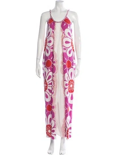 Pre-owned Farm Rio Floral Print Scoop Neck Jumpsuit In Multi