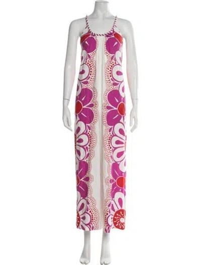 Pre-owned Farm Rio Floral Print Scoop Neck Jumpsuit In Multi