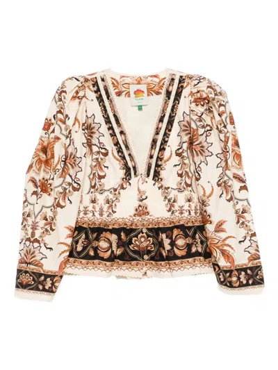 Farm Rio Floral-print Shirt In Neutral