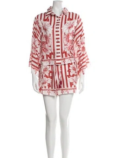 Pre-owned Farm Rio Floral Print Short Set W/ Tags In White