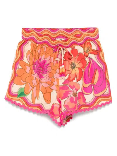 Farm Rio Floral-print Shorts In Pink