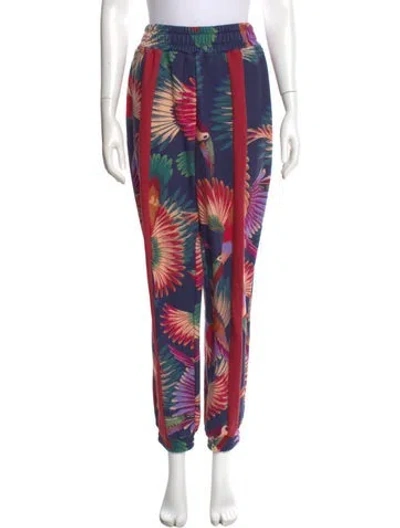 Pre-owned Farm Rio Floral Print Skinny Leg Pants In Blue