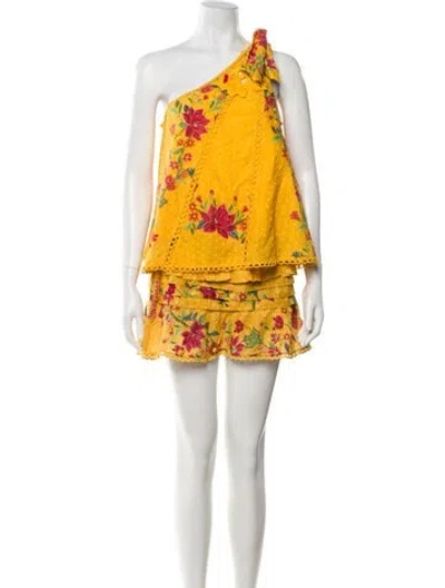 Pre-owned Farm Rio Floral Print Skirt Set In Yellow