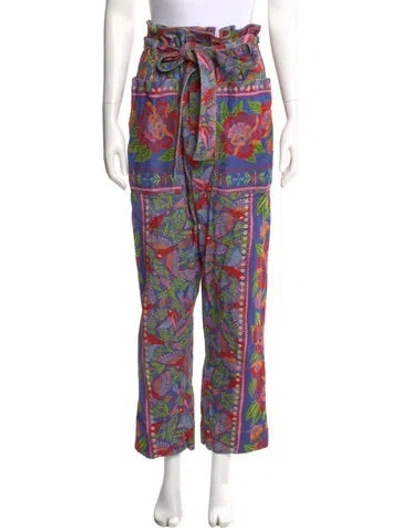 Pre-owned Farm Rio Floral Print Straight Leg Pants In Multi