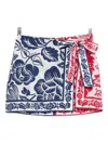 Farm Rio Floral-print Tie Skirt In Blue