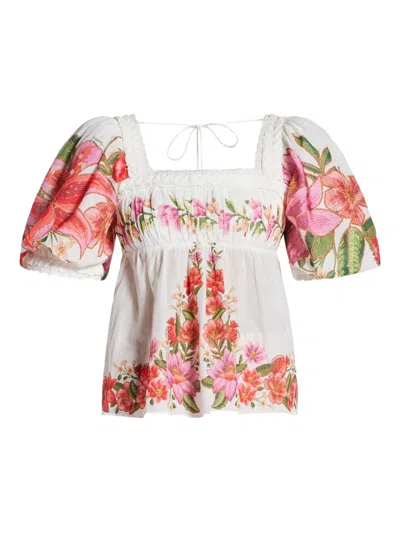 FARM RIO FLORAL-PRINT TOP