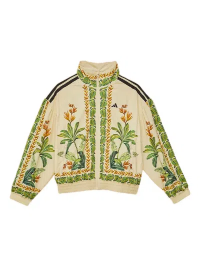 Farm Rio Floral-print Track Jacket In Neutral