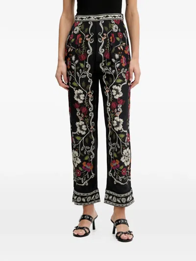 Farm Rio Floral-print Trousers In Black