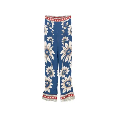 Farm Rio Floral Print Trousers In Blue