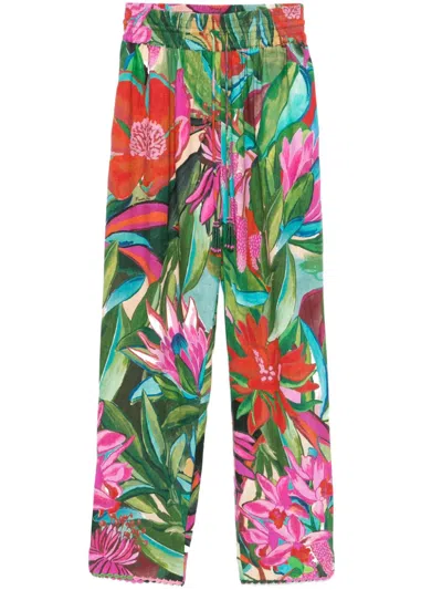 Farm Rio Floral-print Trousers In Multicolor