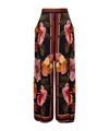 Farm Rio Wrap-effect Pleated Floral-print Twill Wide-leg Pants In Multi