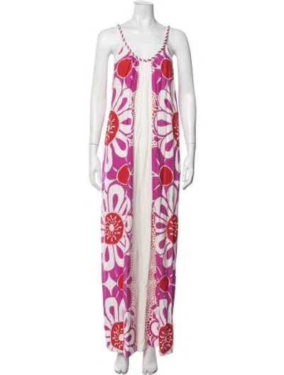 Pre-owned Farm Rio Floral Print V-neck Jumpsuit In Multi
