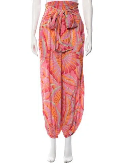 Pre-owned Farm Rio Floral Print V-neck Jumpsuit In Orange/pink