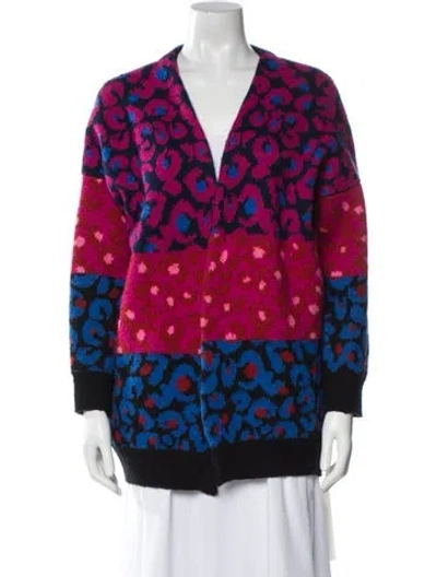 Pre-owned Farm Rio Floral Print V-neck Sweater In Pink