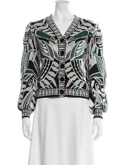 Pre-owned Farm Rio Floral Print V-neck Top W/ Tags In White