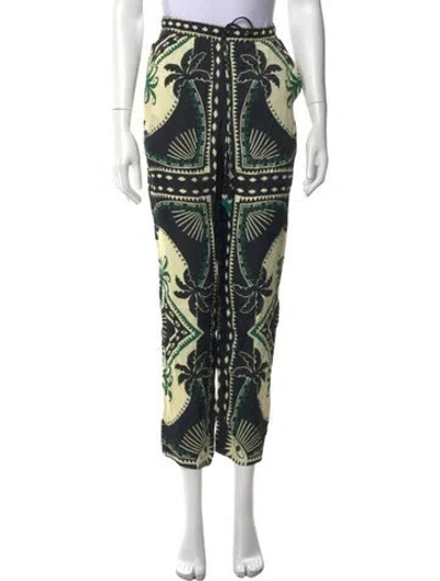 Pre-owned Farm Rio Floral Print Wide Leg Pants In Black/neutrals