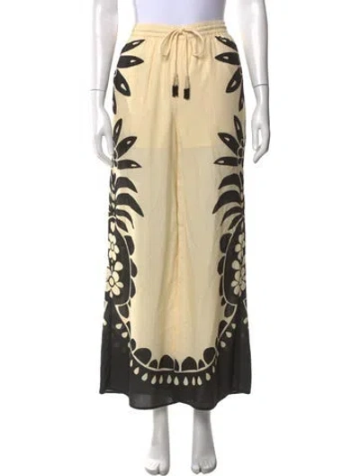 Pre-owned Farm Rio Floral Print Wide Leg Pants In Neutral