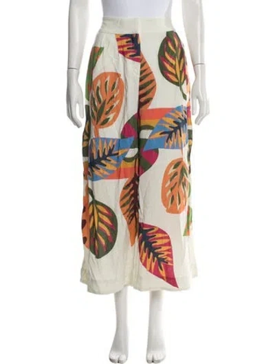 Pre-owned Farm Rio Floral Print Wide Leg Pants W/ Tags In Neutrals