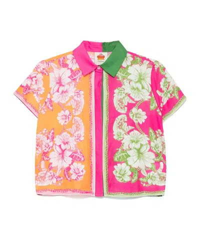 Farm Rio Mixed Scarves Floral Elegance Shirt In Multicolor