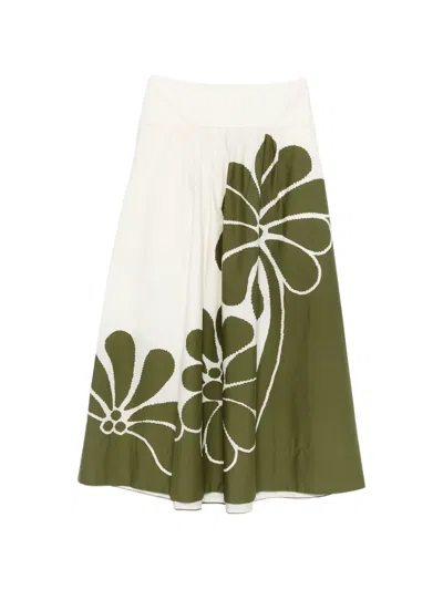 Farm Rio Floral Skirt In Green