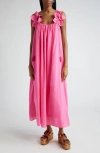 Farm Rio Floral Strap Cotton Blend Maxi Dress In Pink