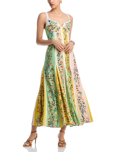 Farm Rio Floral Striped Dress In Off-white