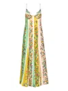 Farm Rio Delicate Floral Stripes Midi Dress
