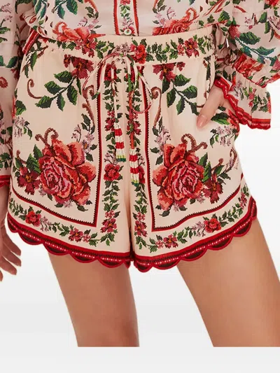 Farm Rio Floral Tapestry Drawstring Shorts In Pink