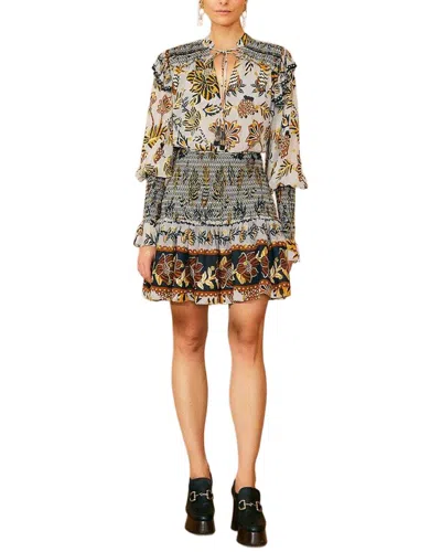 Farm Rio Floral Tapestry Silver Mini Dress In Multi