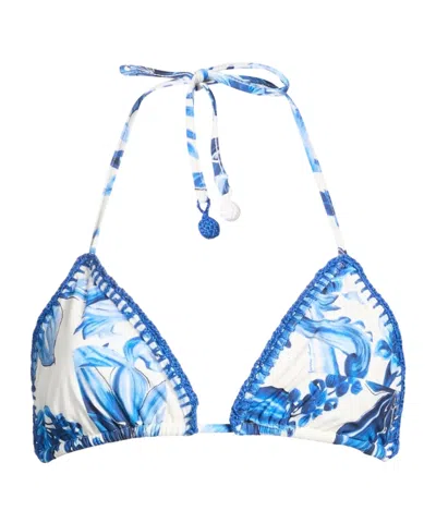 Farm Rio Floral Triangle Bikini In Blue