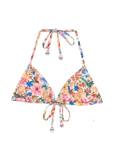 Farm Rio Floral Triangle Bikini Top In Multi