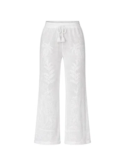 Farm Rio Floral Trousers In White