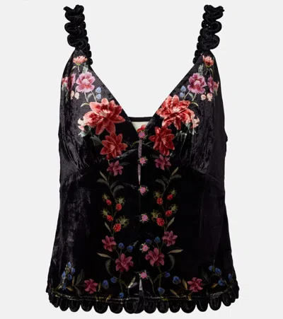 Farm Rio Floral Velvet Top In Multi