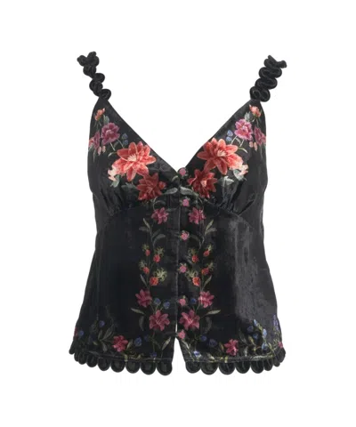Farm Rio Floral Velvet Top In Multi
