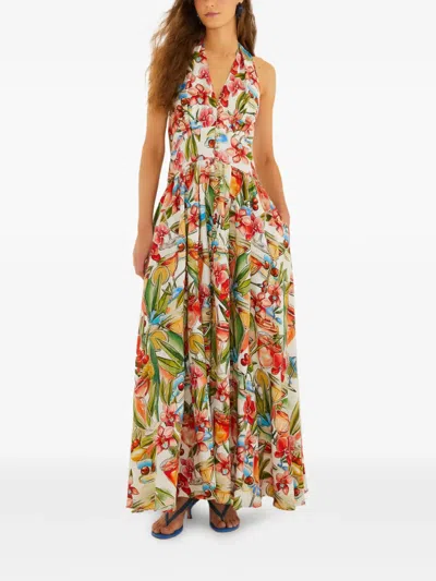 Farm Rio Floral V-neck Dress In Multi