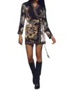 Farm Rio Black Maxi Floral Lenzing Ecovero Viscose Wrap Mini Dress In Black
