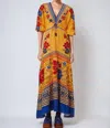 FARM RIO FLORAL YARD MAXI DRESS IN YELLOW MULTI