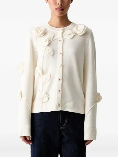 Farm Rio Floral-appliqué Button-up Cardigan In Multi