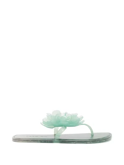 Farm Rio Floral-embellished Flip Flops In Green