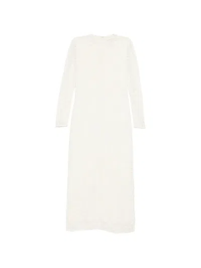 Farm Rio Off-white Embroidered Crew Neck Long Sleeve Maxi Dress