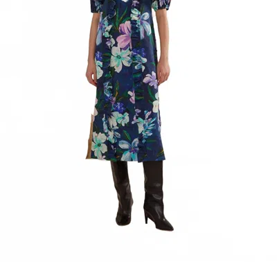 Farm Rio Floraline Ruffle Midi Dress In Blue